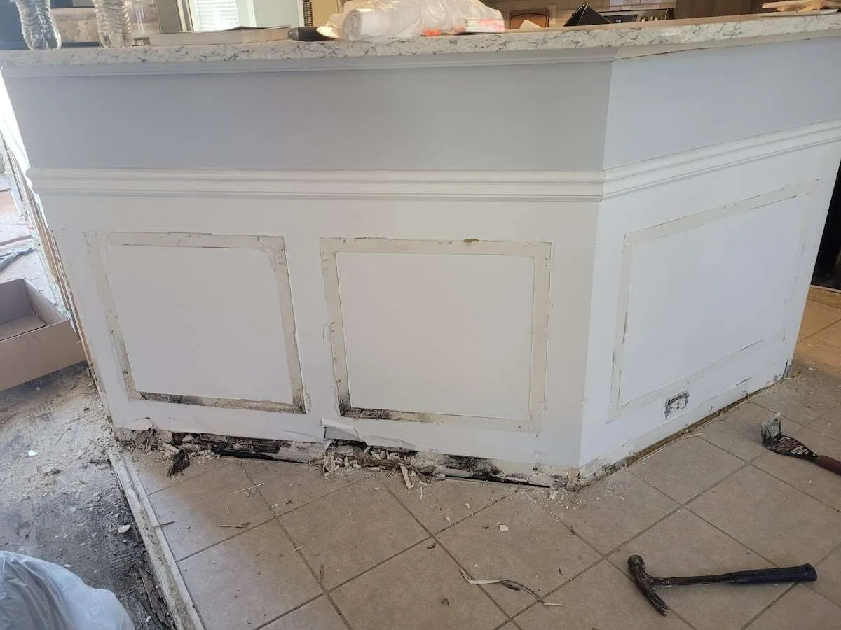 Water damage and mold on kitchen during Burst Pipe Cleanup in Americus